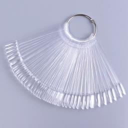 50 pçs dicas de exibição de unhas falsas claro natureza cor gráfico oval ventilador estilo uv gel polonês amostra mostra paleta prática manicure ferramentas - Image 1