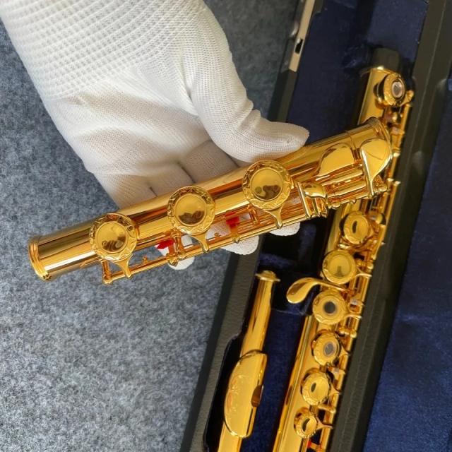 Flauta Profissional Alemã 24K Banhada a Ouro - C-Tune, 17 Buracos Abertos, Modelo S6 para Testes Musicais