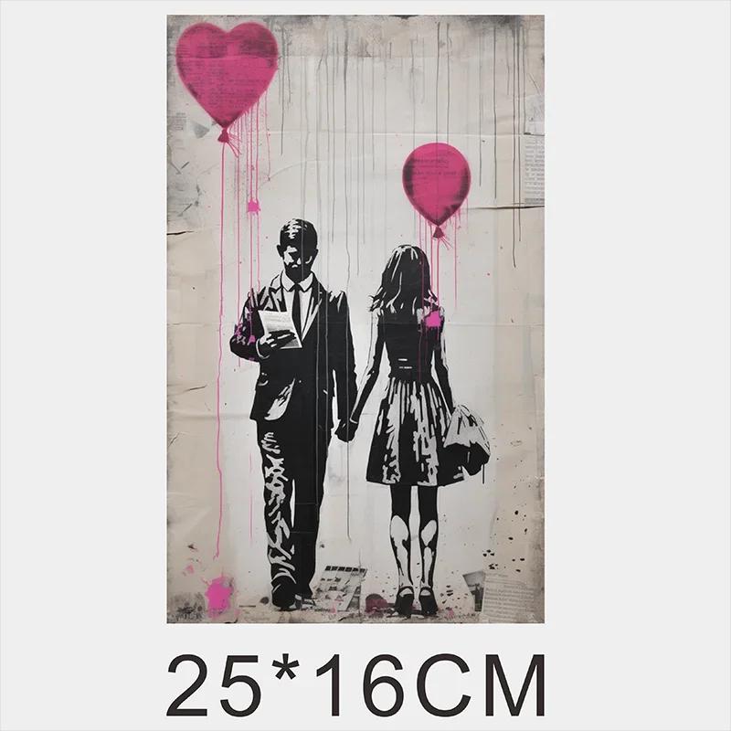 Graffiti Ferro Em Forma de Coração Adesivo, Impermeável, Adequado para Vestuário Canvas Bag T-shirt, DIY Jacket com capuz, Cinza Dtf Adesivo - Image 1