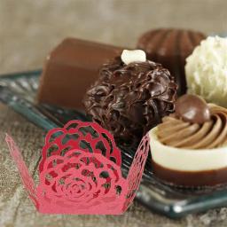 100 pçs oco rosa guarnição chocolate doces copos envoltórios para embalagem titular rosa festa de casamento sobremesa mesa decoração - Image 5