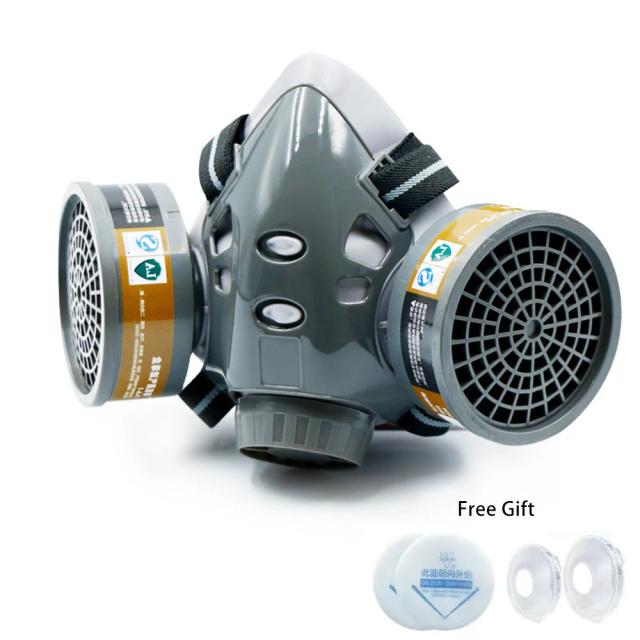 Máscara Facial de Gás 308 com Filtros Duplos para Segurança e Pintura