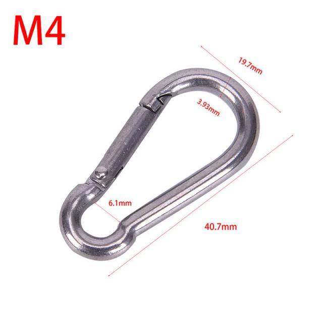 Mosquetão M4-M8 Aço Inox 304 Gancho Rápido