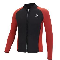 Fato de neoprene de manga comprida masculino, roupas de mergulho, roupa de banho de surf preto e vermelho, novo, 2mm - Image 4