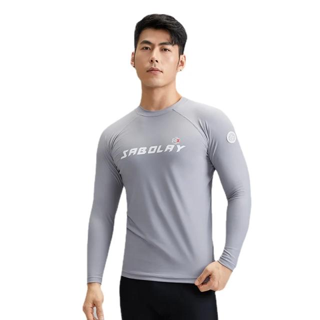 Camisa de Manga Comprida Masculina SABOLAY em Lycra Super Elástica para Surf e Mergulho com Proteção Solar UV e Secagem Rápida