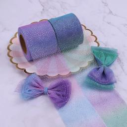 6cm 5 jardas arco-íris tule colorido iridescente malha fita diy bandana pom cozimento presente embrulho material festa evento decoração - Image 1