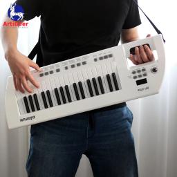Cinta teclado de piano keytar mini 37 teclas instrumentos musicais sintetizador digital das crianças eletrônico controlador midi - Image 1