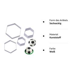 Futebol Padrão Bolo Biscoito Moldes, DIY Hexagon Fondant Moldes, Bola De Futebol Cookie Cutter, Decoração Do Bolo, 4pcs por conjunto - Image 4