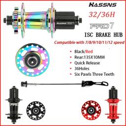 Hassns pro 7 36h rolamento do cubo traseiro 36 furos freehub mtb bicicleta quatro palin 32h cubo traseiro para 7-12 velocidades cubo barulhento bicicleta 6 cubos de lingueta - Image 1
