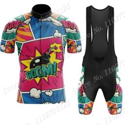 Explosivo Comics Ciclismo Jersey Set, Verão Roupas De Bicicleta, Camisas De Bicicleta De Estrada, Bib Shorts, MTB Roupas, Anime dos desenhos animados, 2022 - Image 4