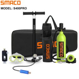 Smaco-mini tanque de oxigênio para mergulho, s400pro, 1l, cilindro de respiração, equipamento de mergulho, esporte aquático, com bomba manual - Image 1