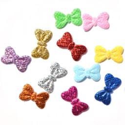 Cores misturadas Glitter Bowknot Tecido Patch, Tecido não tecido, DIY Appliques de pano, Decoração do casamento, 100pcs - Image 3