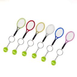 1 peça mini bola de tênis e raquete modelo chaveiro metal novidade bolsa amante do esporte - Image 1