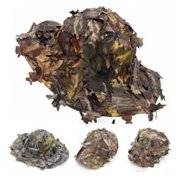 Novo efeito de camuflagem 3d folhas casual secagem rápida caça chapéu poliéster esporte ao ar livre tático tampa plana proteção solar boonie - Image 1