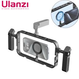 Ulanzi-Magsafe com alça dupla, caixa de alumínio, Filmaker Hold Cage para iPhone 16, 15, 14 Pro Max, estabilizador para gravação de vídeo, MG-001 - Image 1