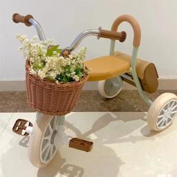 Lazychild 1-6 anos de idade crianças pedal triciclo não-deslizamento mudo bicicleta do bebê confortável retro triciclo com saco de couro carrinho de criança - Image 4
