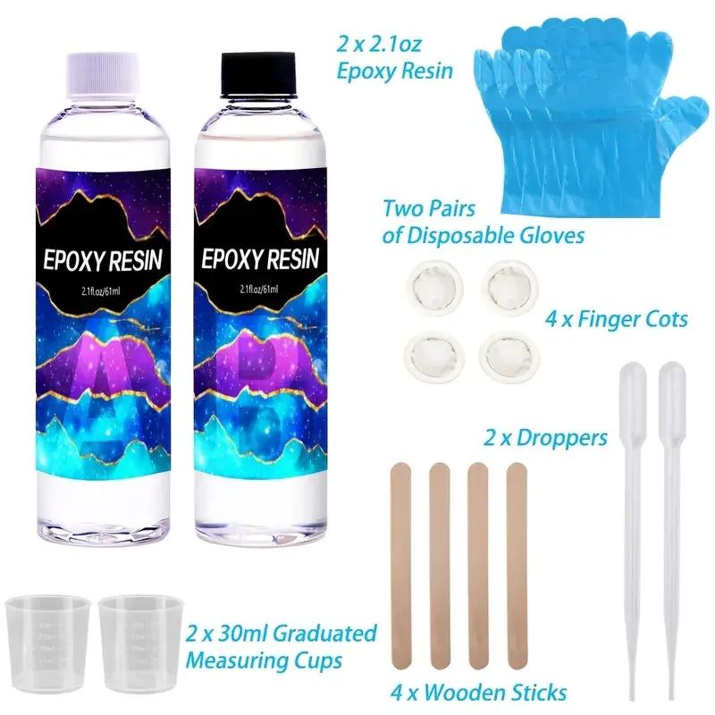 Kit de Resina Epóxi Crystal Clear, Alto Brilho e Bolhas, Arte Livre, Suprimentos para Revestimento e Fundição Artesanato, Fazer Jóias DIY, 1:1 - Image 1