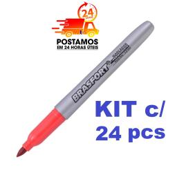 Kit 24 Canetas Marcador Permanente Ponta Fina Para Tecido Metal Plástico Brasfort - Image 4