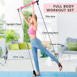 Multifuncional Elastic Rope Stretching Belt, Pilates Bar Combinação, Yoga Fitness Bar, Expansão Peito, Corda De Tensão, Back Trainer - Image 4