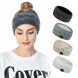 Mok novos acessórios para o cabelo de lã de pelúcia tricô faixa de cabelo no outono e inverno esportes bandana earmuffs europa 12 cores - Image 1