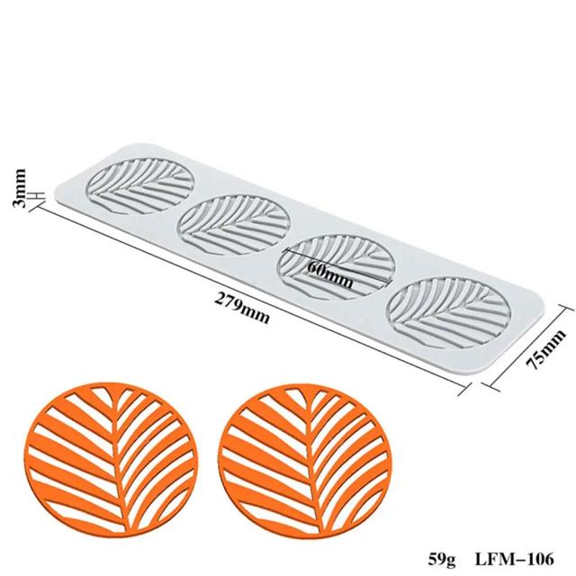 Molde de Bolo de Silicone Decorativo com Padrões de Flores e Folhas para Fondant e DIY Craft