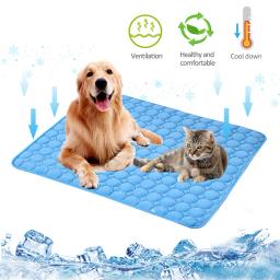 Esteira de seda gelada para pet, Esteira fresca para cachorro, Suprimentos para gatos, Pequeno e grande, Respirável, Verão - Image 1