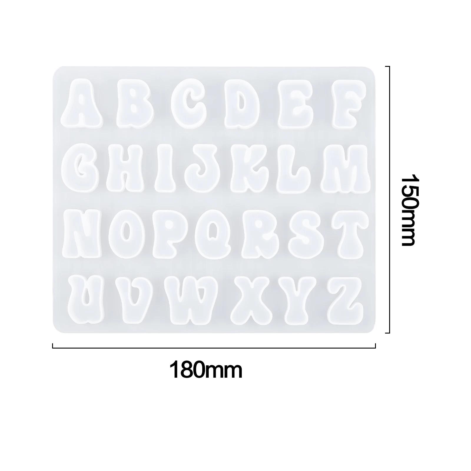 Molde de silicone de resina epóxi do alfabeto inglês A-Z letra 0-9 número chaveiro brinco pingente diy artesanato ferramenta de fundição molde de resina - Image 1