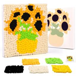 Canvas Pom Pom Pintura, Pacote de Material Set, Projetos de Artesanato Perfeito para Iniciantes e Adultos, 7.8x7.8 Polegada - Image 1