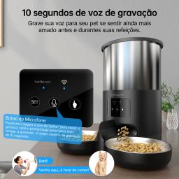 Newpet Comedouro para animais de estimação de 5 litros com microfone Comedouro automático para gatos Dispensador inteligente de ração para cães com temporização WiFi Comedouro quantitativo de aço inoxidável - Image 3