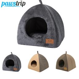 Cama macia semi-fechada quente para gatos, casa de sono profundo, cesta de animais, espreguiçadeira aconchegante, canil para cães pequenos, acessórios para gatos - Image 1