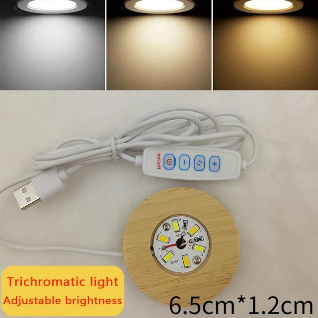 Base redonda de madeira com LED e resina epóxi para artesanato DIY: forma de bola 3D e ornamento de arte em casa