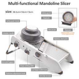 Slicer Mandoline Julienner Seguro Ajustável Lâminas Ralador De Legumes Em Aço Inoxidável Profissional Multi-função de Tomate Slicer - Image 5