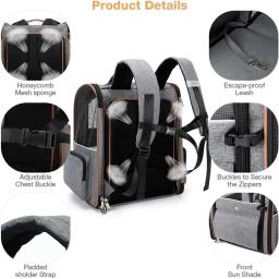 Portátil respirável ombro duplo gato saco, dobrável filhote mochila, pet fornecimentos, elegante e expansível - Image 4