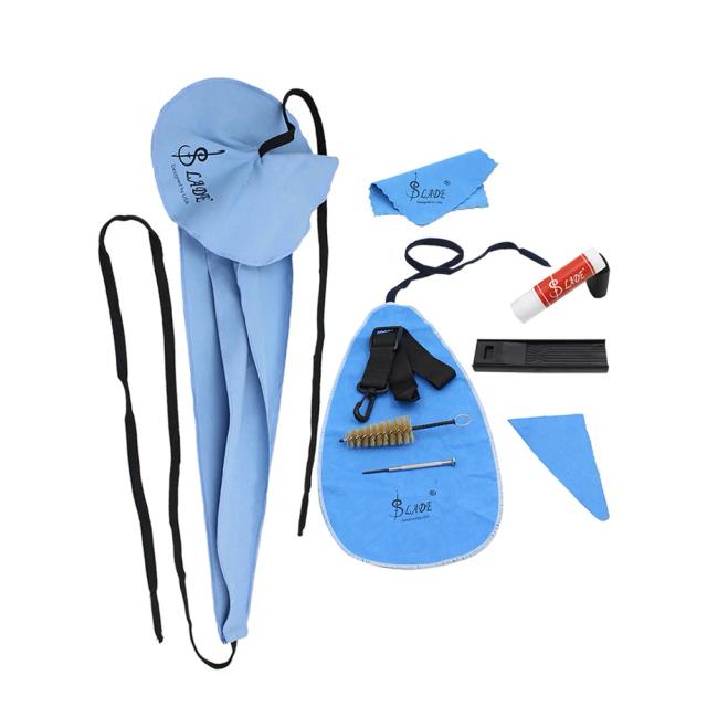 Kit Completo de Limpeza para Clarinetes e Sopros com 4 Panos, Escova e Graxa de Cortiça - 10 Peças Essenciais