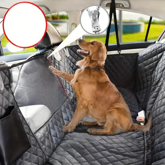 Capa de assento para cães para banco traseiro 100% à prova d'água com janela de malha antiderrapante
