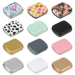 Mini caixa de lata de metal com tampa Recipiente retangular portátil Pequeno kit de armazenamento Casos de comprimidos de doces Organizador doméstico - Image 6