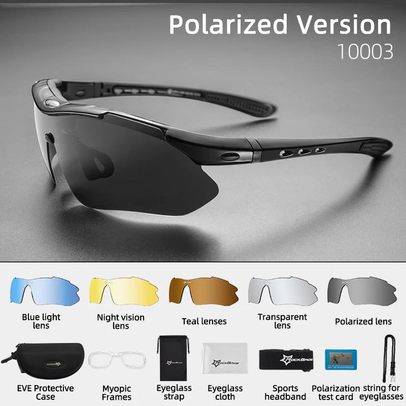 Óculos polarizados ROCKBROS Óculos de sol para ciclismo Esportes ao ar livre Óculos de sol para bicicleta MTB Estrada 5 lentes Acessório para óculos de bicicleta - Image 1