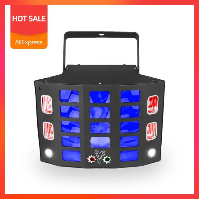 Luz LED Efeito Borboleta com Estroboscópio Laser para Festas e Shows 5 em 1