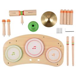 Bateria destacável portátil Kits, instrumento de percussão, madeira natural, 7 em 1, desktop - Image 5