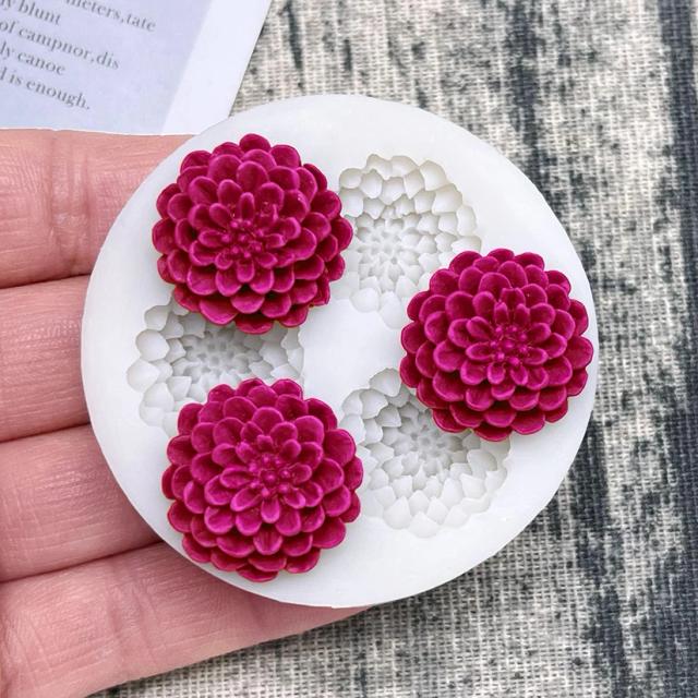 Molde de Silicone para Cozimento de Bolos em Forma de Flor Dália - Ideal para Sugarcraft, Chocolate, Cupcakes e Decoração com Fondant