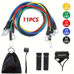 11 pçs/set puxar corda, faixas de resistência, equipamentos de fitness portátil, cinta de tornozelo, expansor de peito, faixa de exercício elástica - Image 5