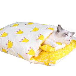 Inverno quente cama para animais estimação gato saco dormir cama gato aconchegante ninho gato almofada com da gota - Image 2