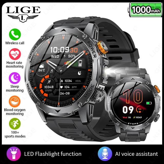 Smartwatch Lige 2025 1.7" AMOLED 1000mAh BT Chamada IP68