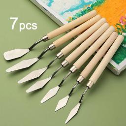 7pcs aço inoxidável pintura a óleo facas artista artesanato espátula paleta faca faca de mistura raspador arte ferramentas - Image 1