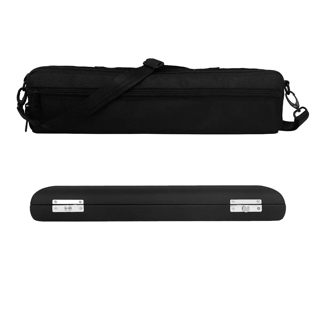 Caixa de armazenamento de flauta com 16 buracos, conjunto portátil de couro preto com forro azul, bolsa, peças de instrumentos de sopro, acessórios - Image 1