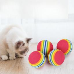 Bola de cor arco-íris para gato e cachorro, bola de brinquedo para gatinho, sólida e elástica, para pequenos gatos e cães, água flutuante - Image 1