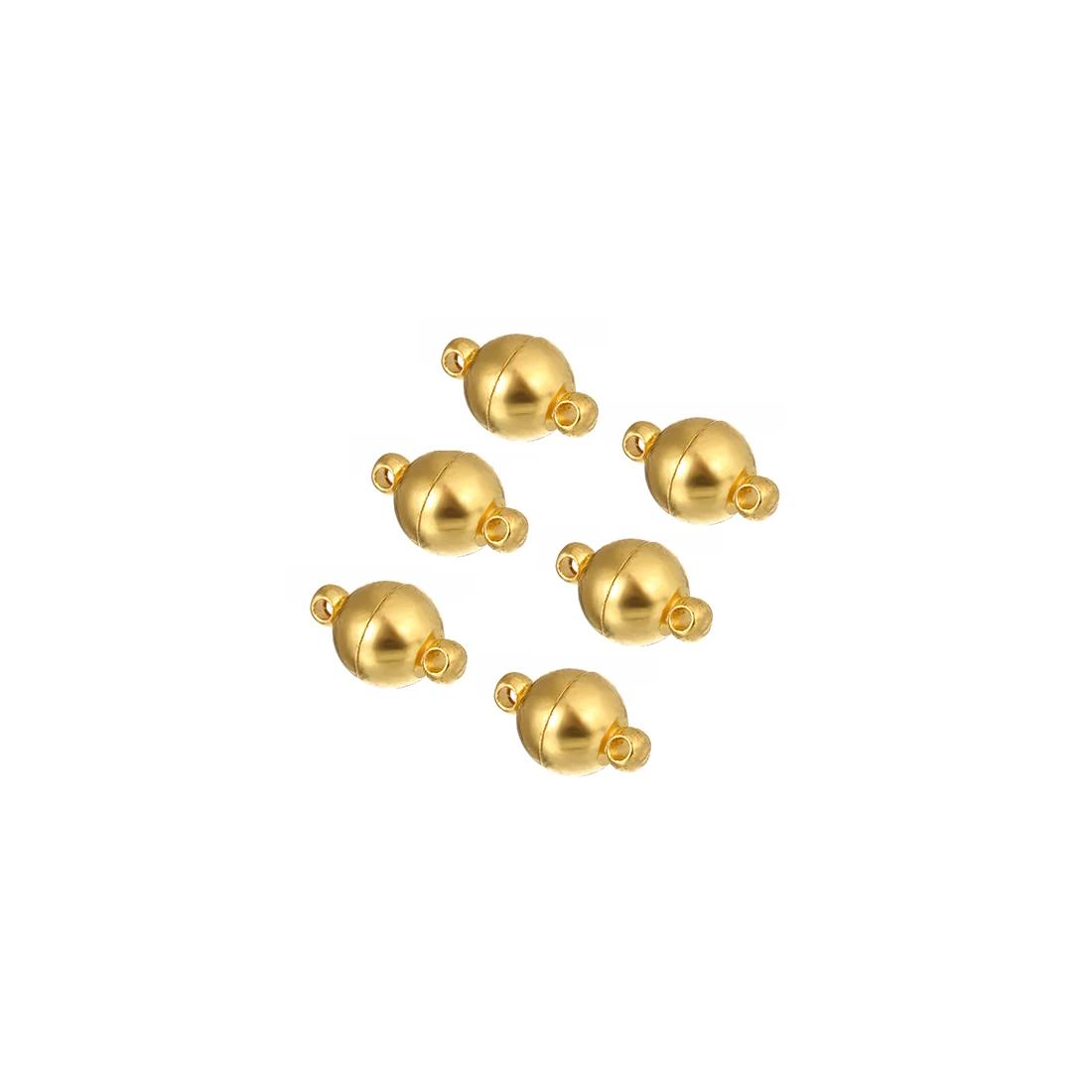 Fortes fechos magnéticos para fazer jóias, forma de bola redonda, conectores de fivela final, pulseira DIY e colar Descobertas, 5 conjuntos por lote - Image 1