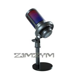 Microfone Condensador USB para Gravação em Estúdio Microfone com Metal Boom Stand RGB, Esport, Jogos, Call, Desktop, 1PC - Image 2