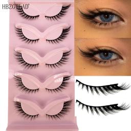 Alado Faux Mink Cílios, Extensão Natural cílios, olho alongado, olho de gato, cílios falsificados, 5 pares, Novo - Image 1