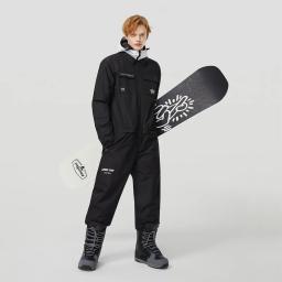 Macacão de esqui de uma peça grosso das mulheres dos homens esportes ao ar livre jaqueta de snowboard quente terno de salto à prova dwaterproof água roupas de inverno macacão com capuz - Image 4