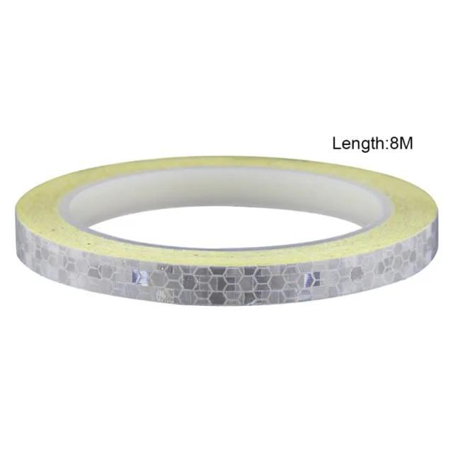 Adesivos Reflexivos para Rodas de Bicicleta - Fita Fluorescente Adesiva de 1cm x 8m para Decoração e Segurança em MTB